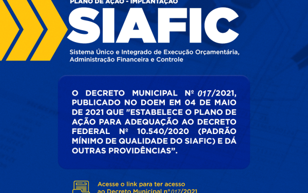 PUBLICADO DECRETO QUE ESTABELECE PADRÃO MINIMO DE QUALIDADE SIAFIC