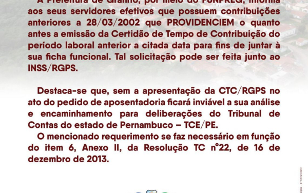 Emissão da Certidão de Tempo de Contribuição.