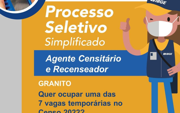 IBGE - Concurso com vagas para agente censitário e recenseador no município de Granito.