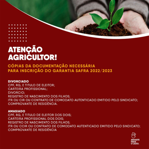 Cadastro para o garantia safra 2022/2023