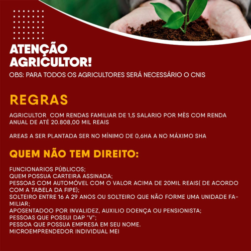 Cadastro para o garantia safra 2022/2023