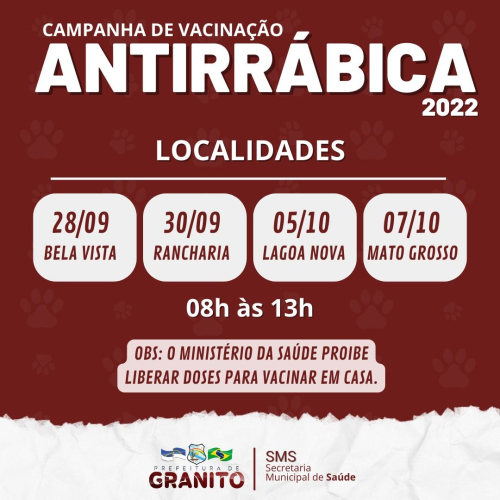 Campanha de vacinação antirrábica 2022!