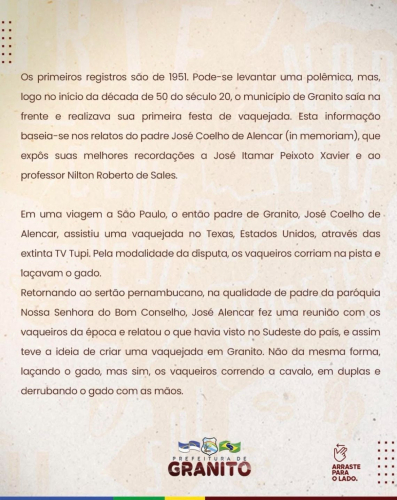 GRANITO ENTRE AS CIDADES PIONEIRAS EM VAQUEJADA NO NORDESTE!