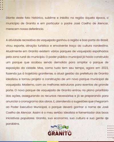 GRANITO ENTRE AS CIDADES PIONEIRAS EM VAQUEJADA NO NORDESTE!