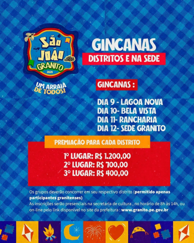 Prefeitura de Granito prorroga inscrições para o São João 2025